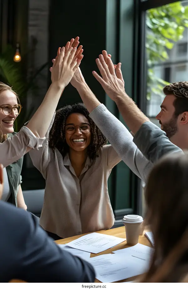 Diverse Team Celebrating Success with High Five