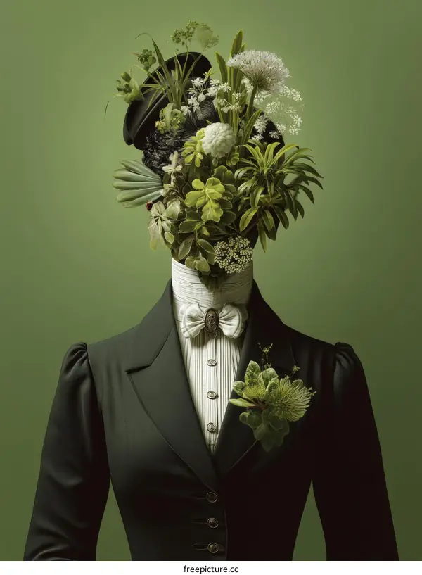 Floral Victorian-Era Woman Illustration