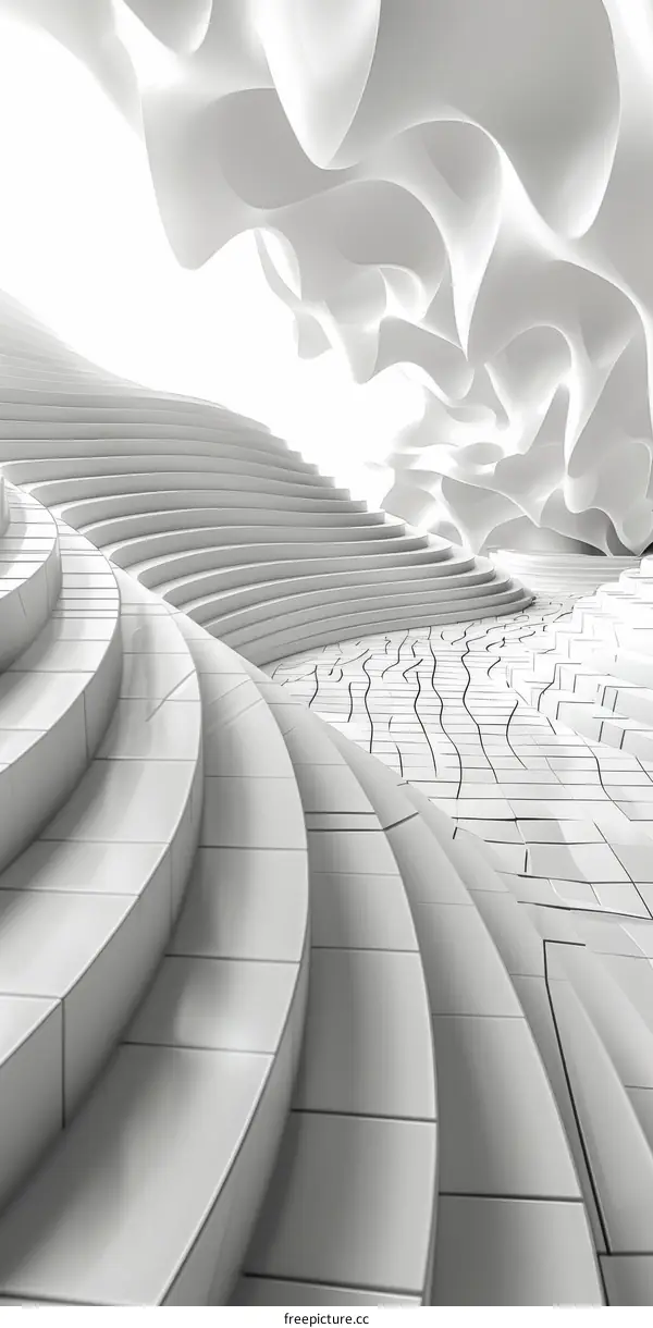 White minimalist surreal staircases going upwards