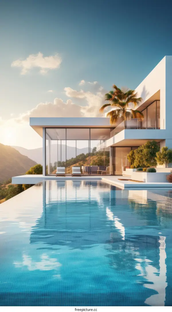 Modern luxury villa with amazing mountain and sea views