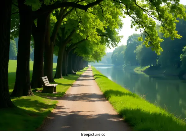 Pathway Through a Tree Lined Canal