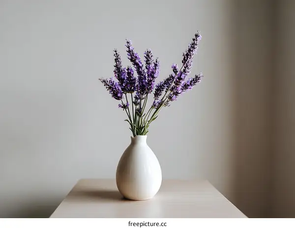 Lavender Bouquet in a White Vase
