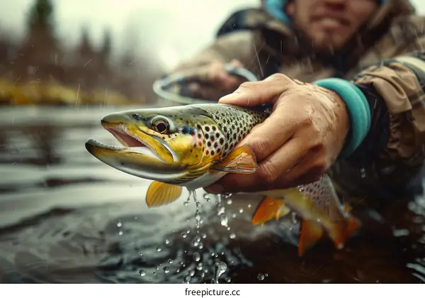 Fly Fishing for Brown Trout in the River
