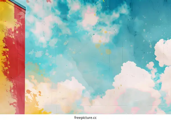 Abstract Watercolor Painting of Clouds and Sky