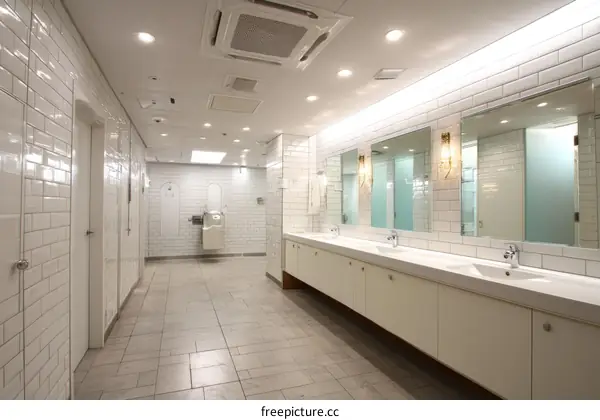 Modern Clean Public Washroom Interior Design