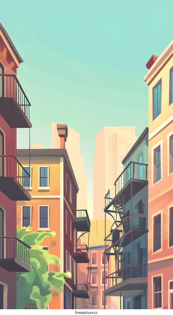 Colorful Buildings In A Narrow Alley