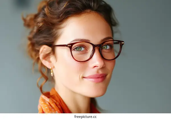 Close Up Portrait of a Woman Wearing Glasses