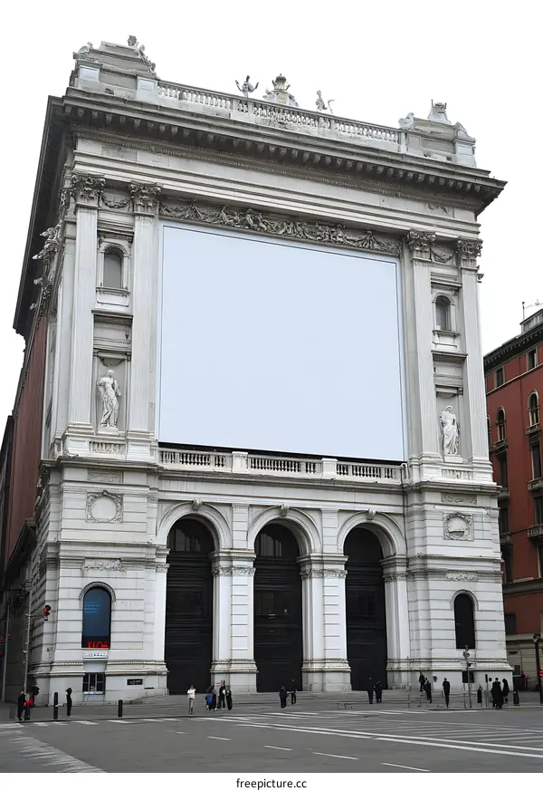 Facade of a Building with a Giant Blank Billboard