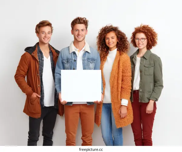 Diverse Group Holding Blank Sign