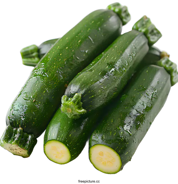 [Transparent Background PNG]Fresh green zucchini on white background