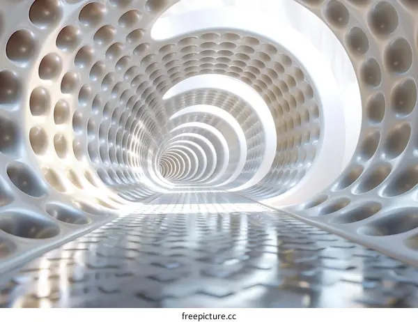 Futuristic Tunnel Composed of Interconnected Rings