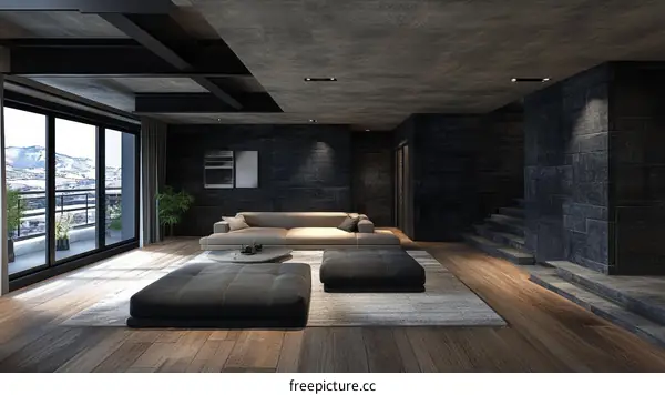 Modern Dark Living Room Interior Design