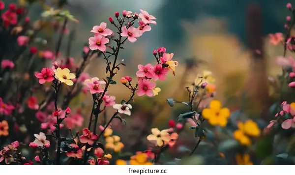 Pink and Yellow Flowers in Bloom