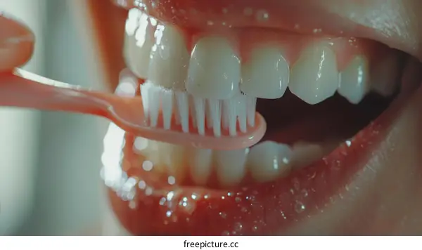 Close-up of person brushing teeth with toothbrush