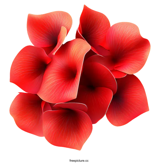 [Transparent Background PNG]Red Calla Lily Petals Arrangement Illustration