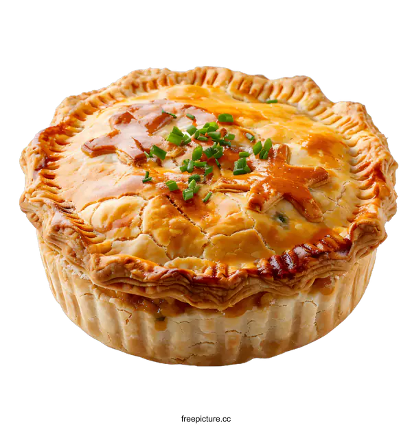 [Transparent Background PNG]A delicious and flaky chicken pot pie with a golden crust.