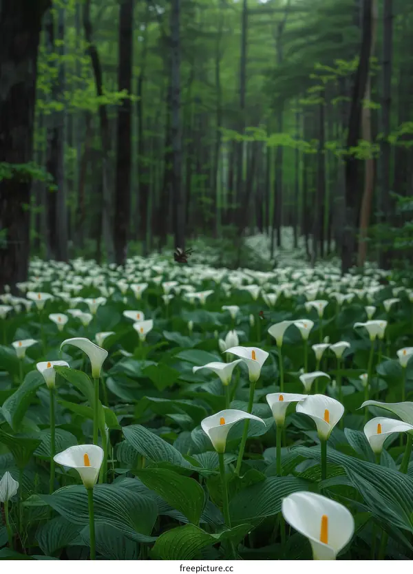 Calla Lilies in a Forest