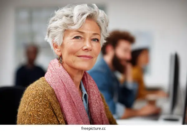 Confident Senior Woman in Modern Office Setting