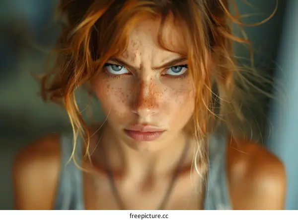 Close Up Portrait of a Woman with Freckles