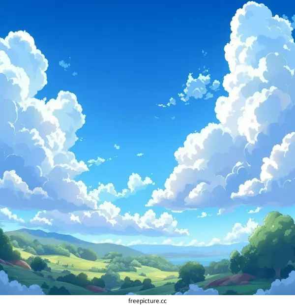 anime cloudscape landscape