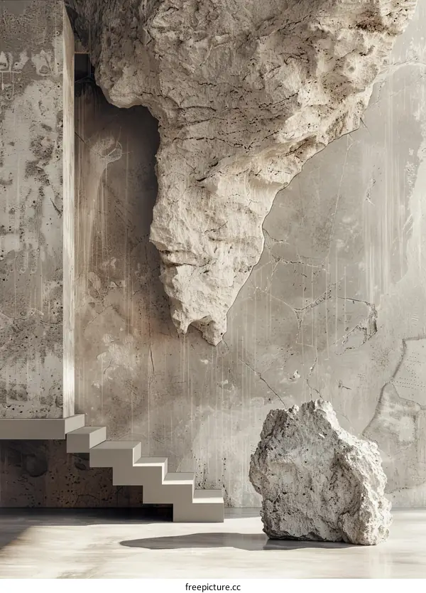 Staircase Ascending Stone Wall