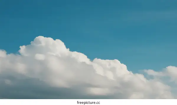 A Beautiful Fluffy White Cloud Against Clear Blue Sky