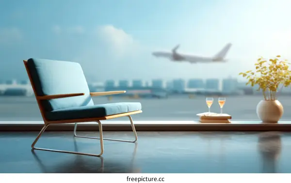 Airport Lounge Chair with Airplane View
