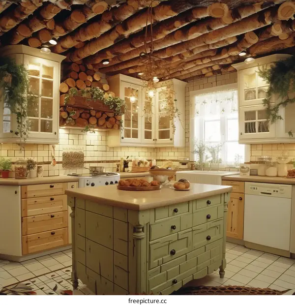 Rustic Kitchen Design With Wood And Stone Elements