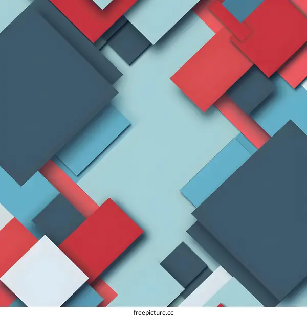 Abstract Geometric Shapes Background Design in Red, Blue, and Gray