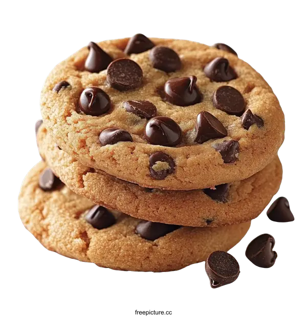 [Transparent Background PNG]Delicious Stacked Chocolate Chip Cookies