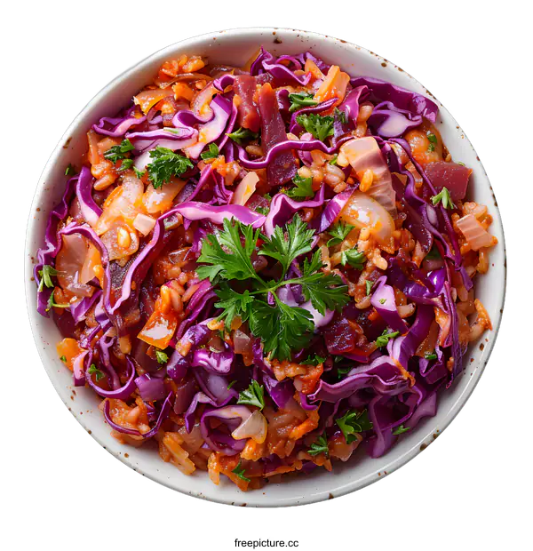 [Transparent Background PNG]Red cabbage salad with rice