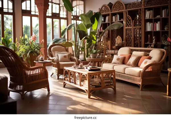Light-Filled and Serene Living Room with Natural Materials