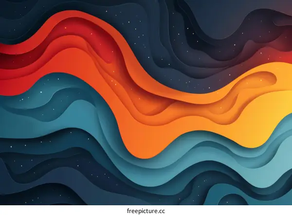 Blue and orange abstract waves background