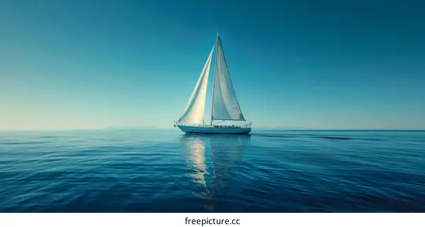 Solitude on the Open Sea: A Lonely Sailing Boat