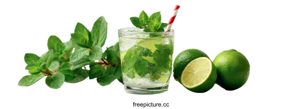 [Transparent Background PNG]Refreshing Mojito Cocktail with Fresh Lime and Mint
