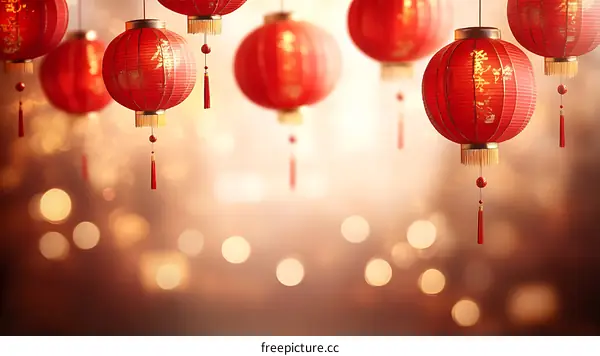 Chinese New Year Red Lanterns Festive Background