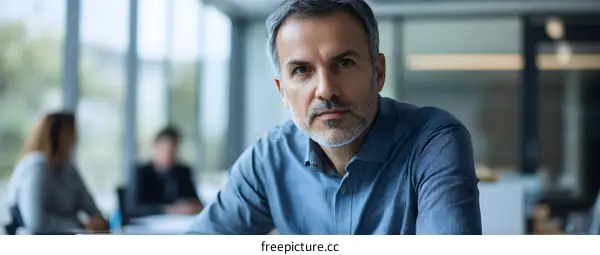 Confident Businessman Looking at Camera in Office