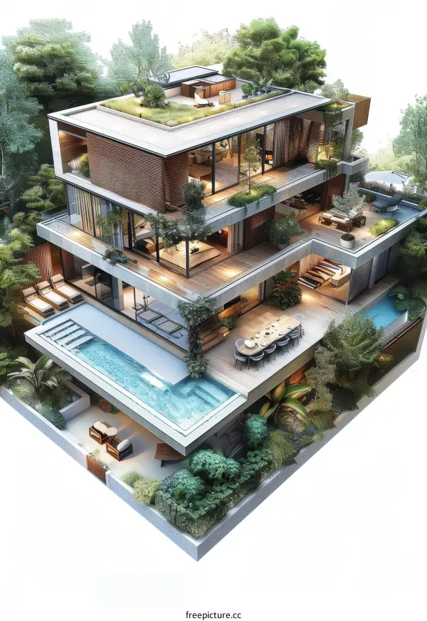 Modern Luxurious Multi-Level House Design