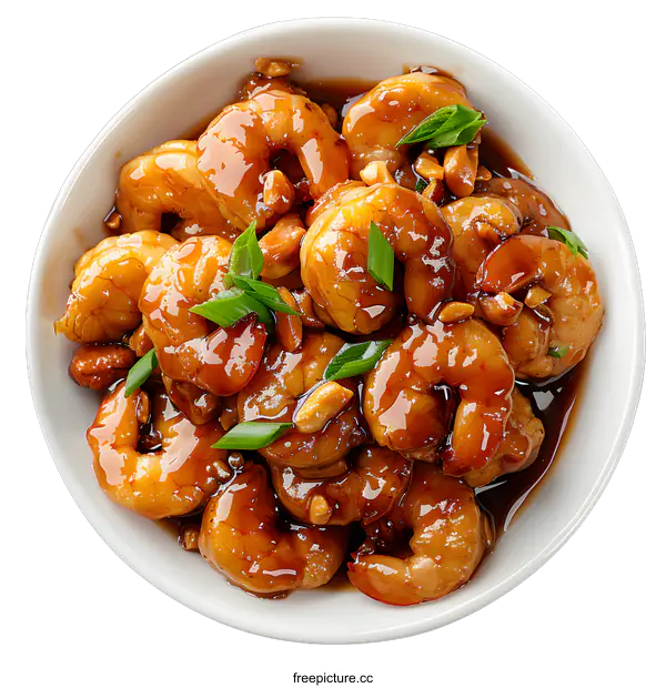 [Transparent Background PNG]Honey Garlic Glazed Shrimp with Cashews