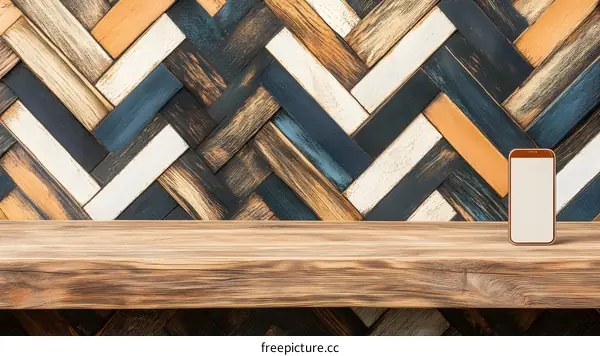 Wooden Background With a Phone