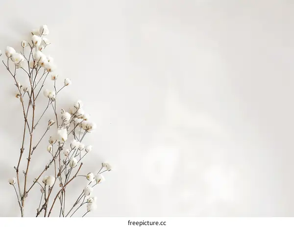 White Cotton Flowers on a White Background