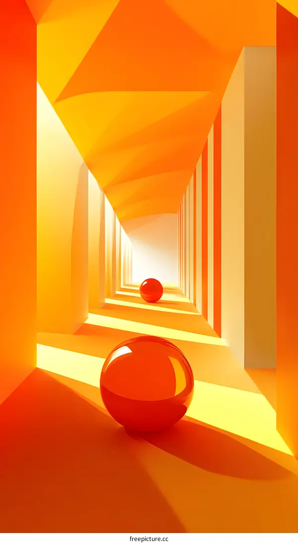 Abstract Orange Corridor With Spheres