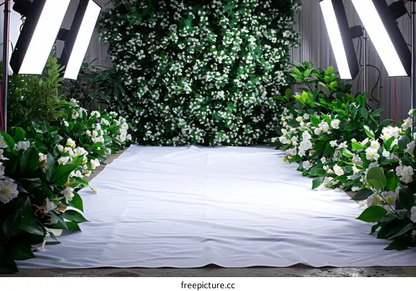 Flowers and plants used as background for photo shoots