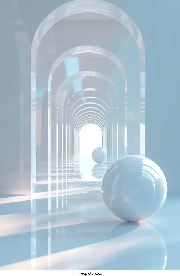 Futuristic SciFi Corridor with Glowing Orbs