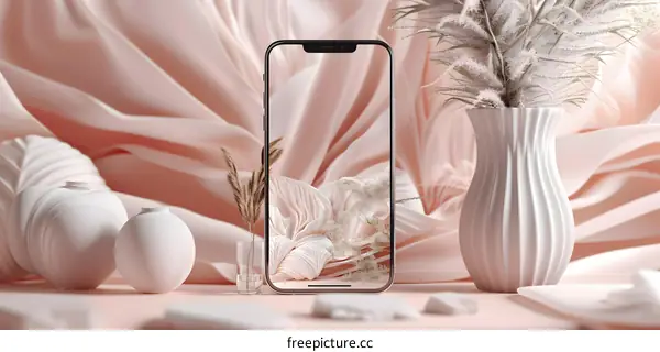 Pink Aesthetic Mobile Phone Mockup with Minimalist Design