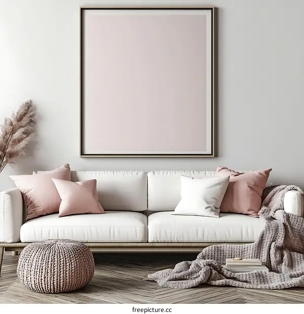 Modern Living Room Mockup with Empty Frame