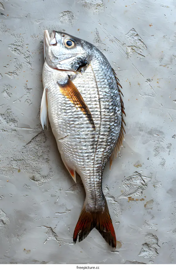 Fresh raw fish on concrete background