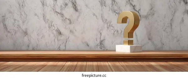 Gold Question Mark on Marble Background