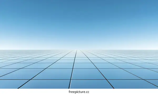 Perspective View of Blue Tiles against a Clear Sky