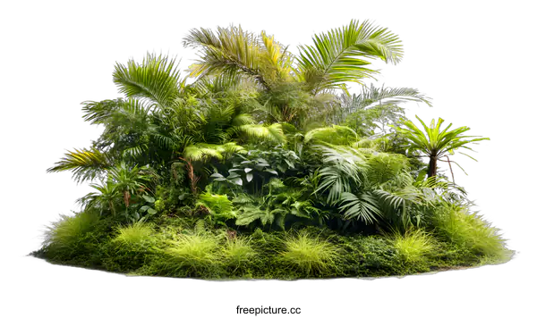 [Transparent Background PNG]Green Tropical Plants Isolated on White Background